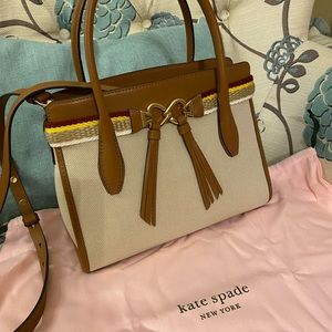 Kate Spade Toujours Canvas and Italian Leather Satchel, NWOT, Includes Dust Bag